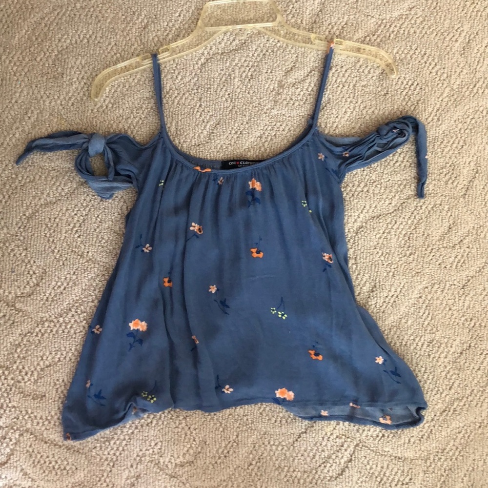 blue off the shoulder blouse